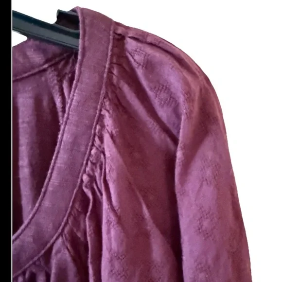 Lane Bryant Wine V-Neck Peasant Blouse - Picture 3 of 4